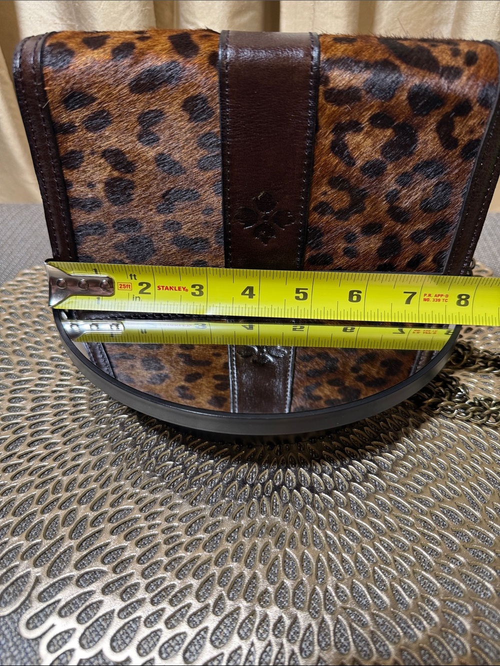 Patricia Nash Leopard Haircalf Leather Chain Crossbody Clutch - Picture 11 of 13